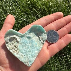 Heart-Shaped Blue and White Hemimorphite Stone